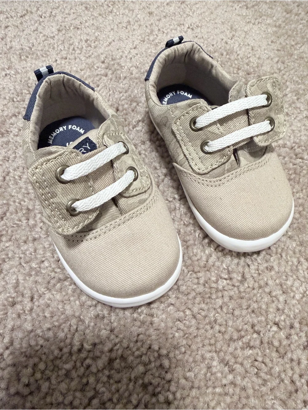 Sperry Tan Canvas Sneakers.